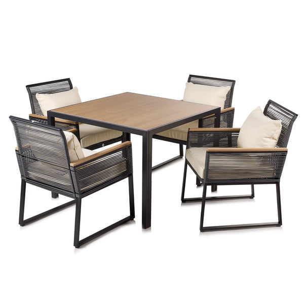 Alfresia Aluminium 5 Piece Dining Set with Cushions