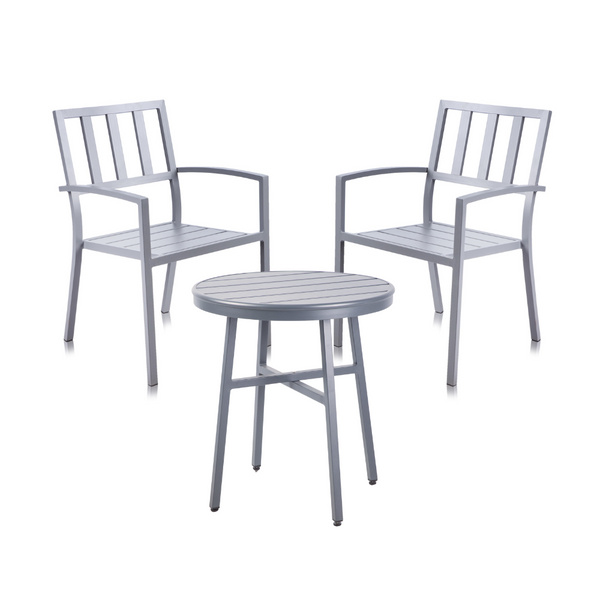 Alfresia Aluminium Garden Bistro Set | 2 Chairs & Round Table