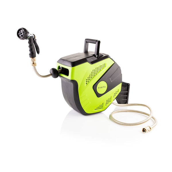 Alfresia 15m Wall Mounted Auto Hose Reel with Spray Gun and Brass Attachments