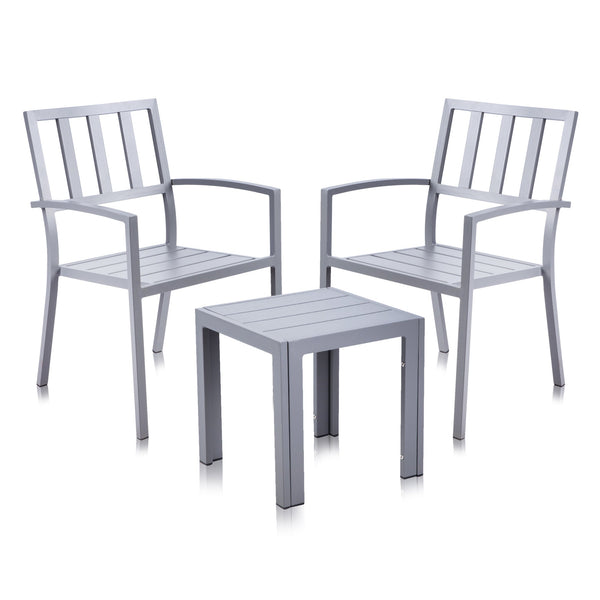 Alfresia Aluminium Garden Bistro Set | 2 Chairs & Square Table